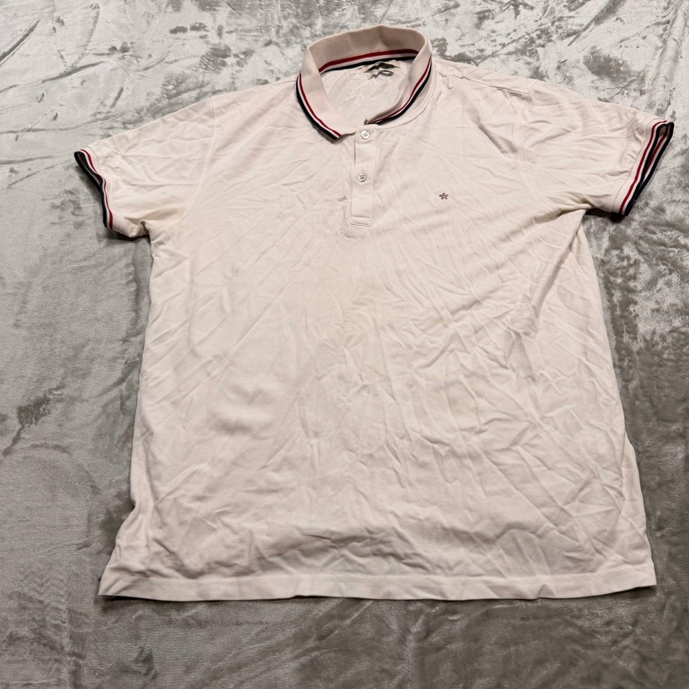 Celio‎ Men's XL Supima Cotton Polo Shirt Short Sleeve White Striped Collar